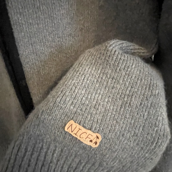 Gray Knit Zip-Up Cardigan with Oversized Collar | Cropped Fit | Classic Size M - Picture 8 of 8